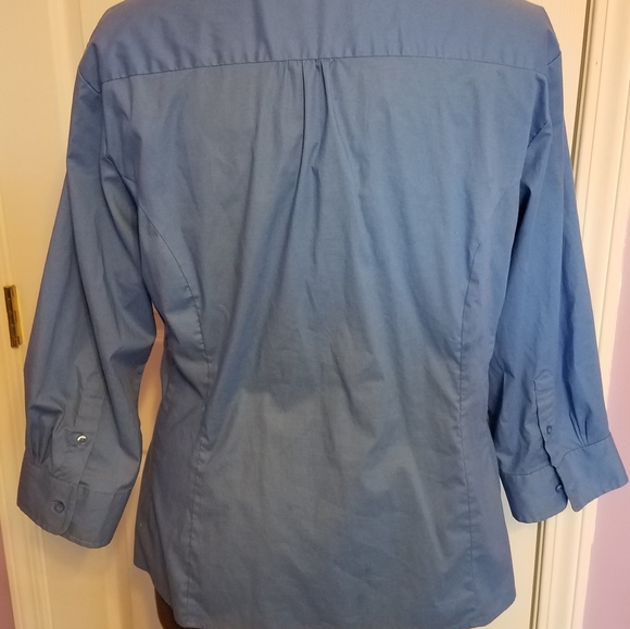Blue Women's 3/4 Length Sleeve Button Down - Picture 4 of 5